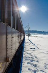 Vintage train in the snow