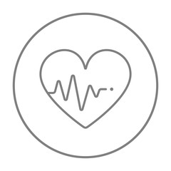 Heart with cardiogram line icon.