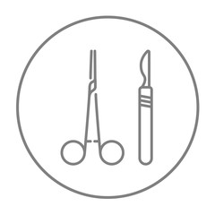 Surgical instruments line icon.