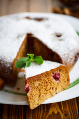 sweet honey cake with cherries 