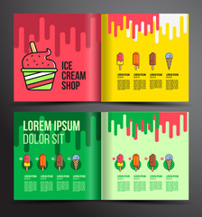 Ice cream brochure design. Menu for ice cream shop.
