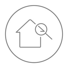 House and magnifying glass line icon.