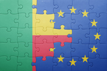 Fototapeta premium puzzle with the national flag of benin and european union