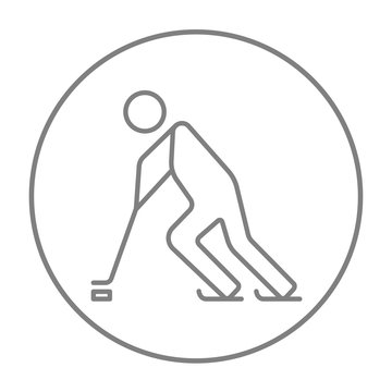 Hockey player line icon.