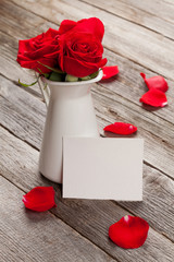 Red roses and Valentines greeting card