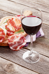 Prosciutto and mozzarella with red wine