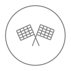 Two checkered flags line icon.