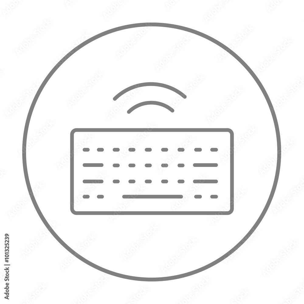 Poster wireless keyboard line icon.