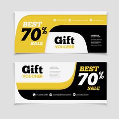 Two coupon voucher design. Gift voucher template with amount of