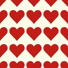 Seamless pattern with red hearts