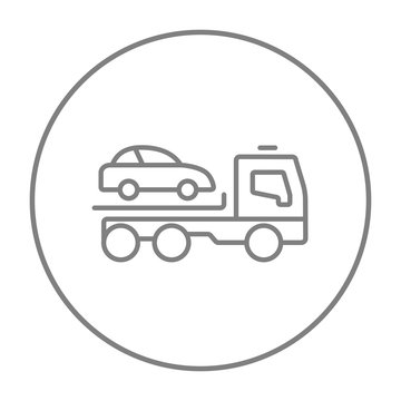 Car towing truck line icon.