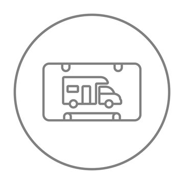 RV camping sign line icon.