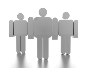 Silver abstract man figure rendered on white background