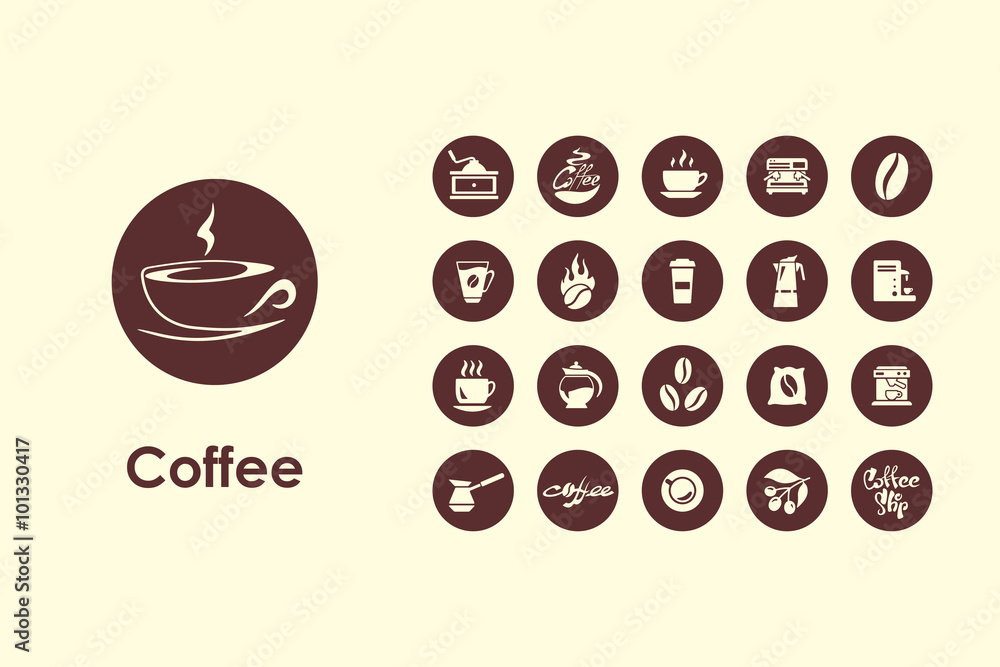 Wall mural set of coffee simple icons