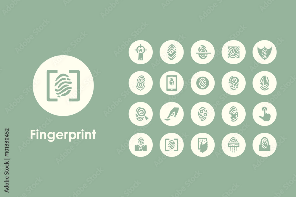 Poster set of fingerprint simple icons