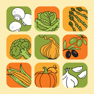 Vector illustration - set of vegetables icons