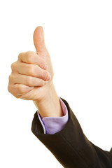Hand hält Daumen hoch
