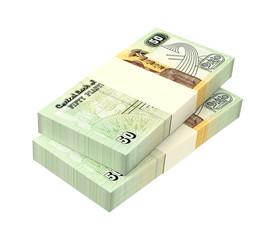 Egyptian piastre bills isolated on white background. Computer generated 3D photo rendering.