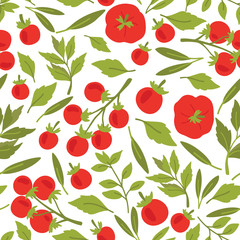 Vector seamless pattern of tomatoes and herbs - 101331636
