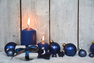 Grußkarte - Adventskerzen - dunkelblau
