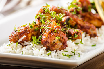 Hot wings with basmati rice