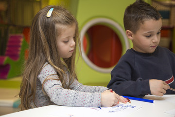 Children drawing at playroom