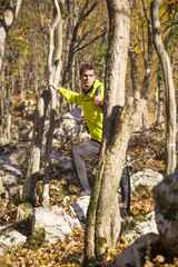 Fototapeta premium Young man hiking