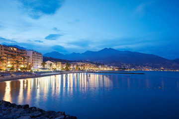 Fototapeta na wymiar French riviera coast illuminated in a summer evening, Cap Martin