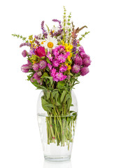 Naklejka na ściany i meble Beautiful Wild Flowers Bouquet. Wildflowers in vase