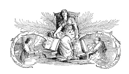 lady with scribes illustration