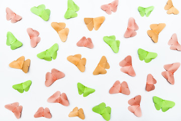 Pastell color paper butterflies background