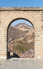 Gate showing the Great Wall of China