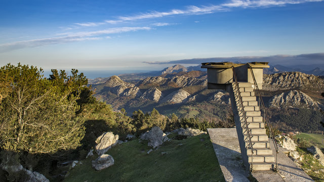 Viewpoint of Fito, view of the Picos de Europa. Asturias, Spain, Mirador del Fitu