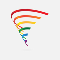 Technology logo icon three dimension design from half circles, Vector illustration