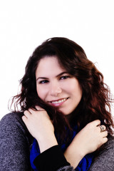 Naklejka premium Smiling Caucasian Woman With Arms Crossed Over Chest