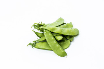 Fresh Green Sugar Snap Peas on a Bright Background