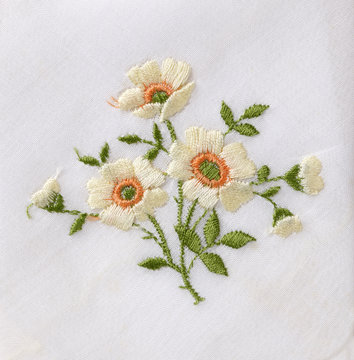 Hand embroidered flower