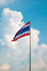 Thailand flag against clouds and blue sky