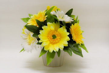 Sunflowers bouquet on white background