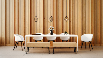 Working - Dining set modern and loft for 
home - villa - apartment - luxury hotel / 3D render interior
