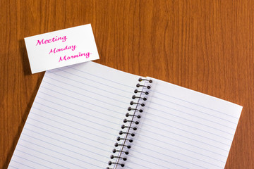 Meeting Monday Morning; White Blank Documents with Small Message