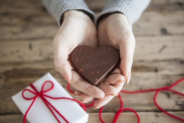 Woman is a confession of love on Valentine's Day