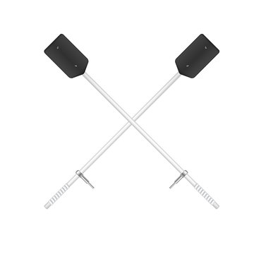 Two crossed old oars in black and white design 