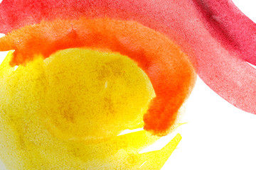Yellow, orange, red abstraction in a children style.