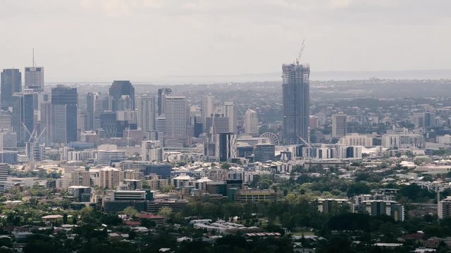 View of Brisbane City from Mount Coot-tha during the day. Queensland, Australia.