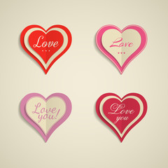 Set of hearts labels for Valentine's Day