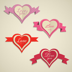 Set of hearts labels for Valentine's Day