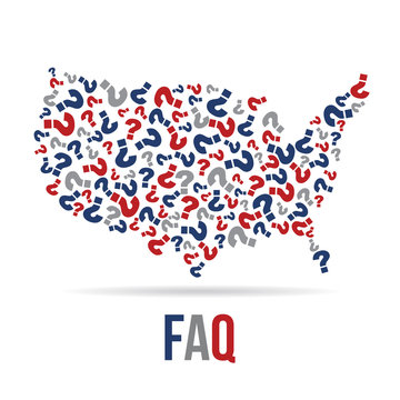 Frequently Asked Questions USA map. Vector design
