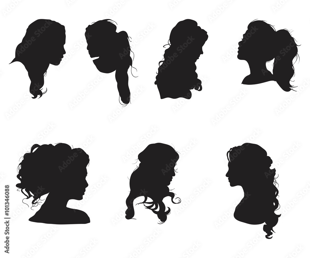 Wall mural Silhouette long hair women style 