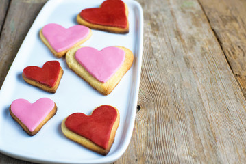 Fototapeta na wymiar Heart shaped cookies